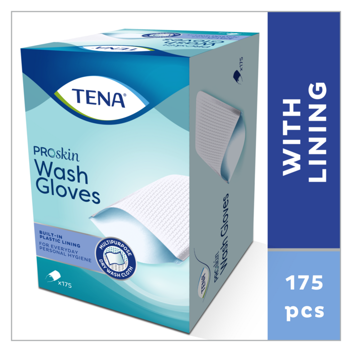 TENA ProSkin Wash Glove met plastic binnenzijde 1 doos à 175 stuks