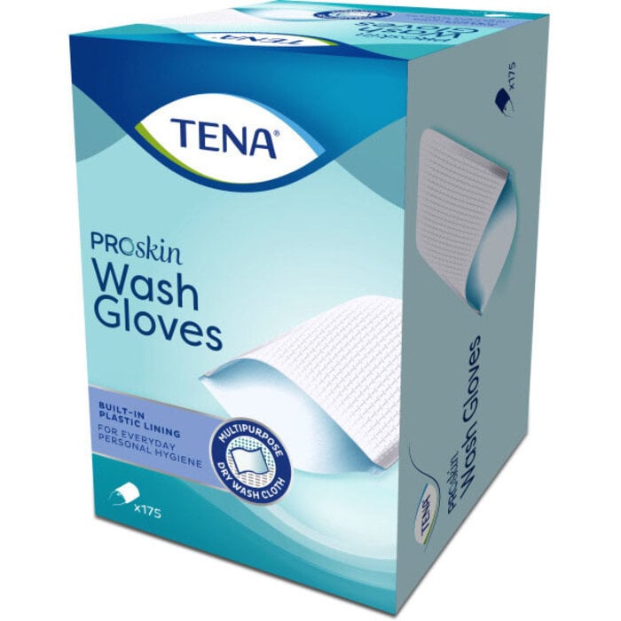 TENA ProSkin Wash Glove met plastic binnenzijde 1 doos à 175 stuks