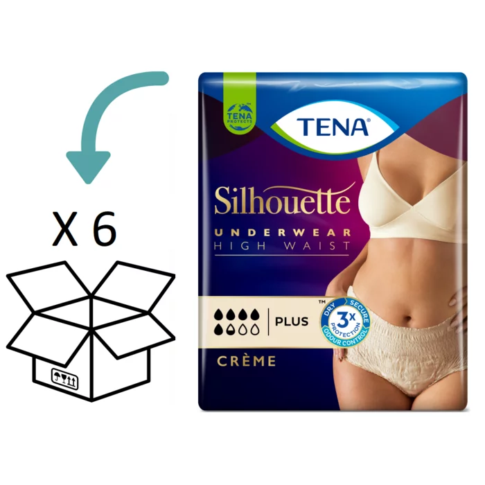 6 pakken TENA Silhouette Classic Plus Crème Hoge Taille (M/ L) (nieuw)