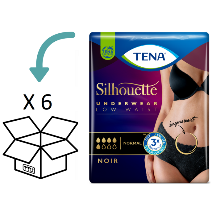 6 pakken TENA Silhouette Plus Low Waist Black M / L (Nieuw)