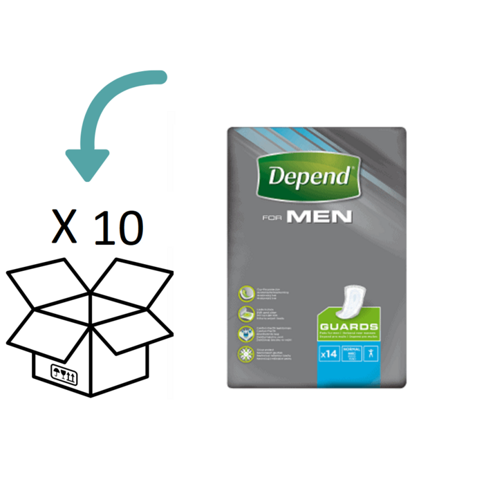 Depend for Men Guards | 10 pakken | 140 stuks