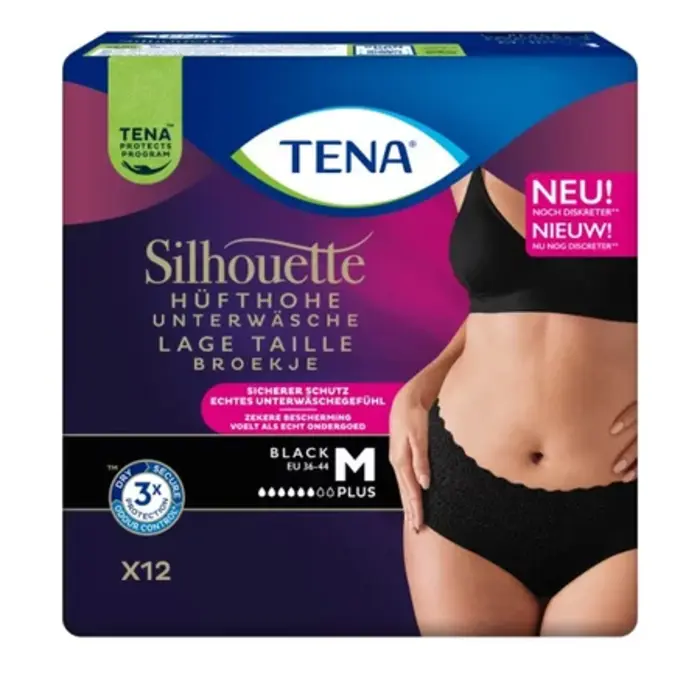 6 pakken TENA Silhouette Plus Low Waist Black M / L (Nieuw)