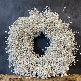 Weißer Flachs-Kranz | Durchmesser 30 Zentimeter