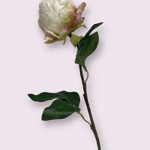 Witte Pioenroos | zijden kunstbloem | 52 centimeter