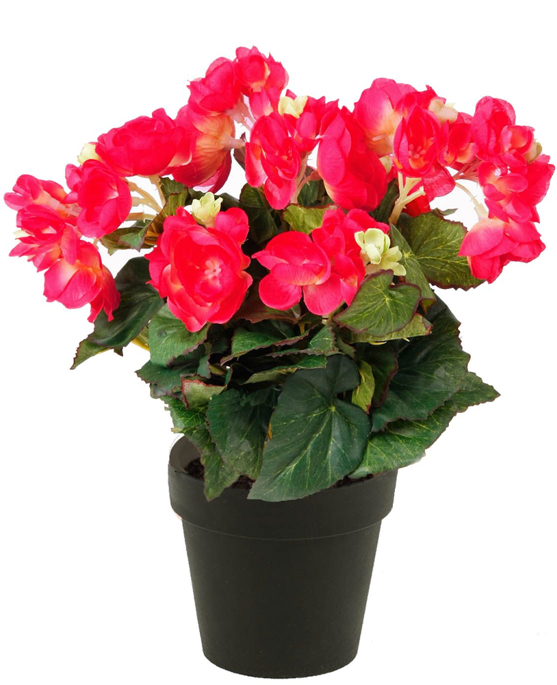 Kunstig Begonia Busk Rosa i Potte 29cm 