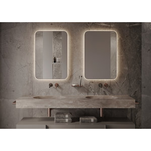 Martens Design Martens Design spiegel rond met verlichting en verwarming Vegas 45x90 cm Mat Zwart