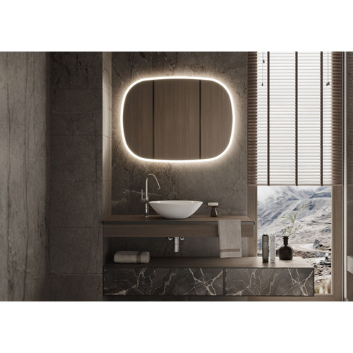 Martens Design Martens Design spiegel met verlichting en verwarming organische design spiegel Paris 80 x 80 cm