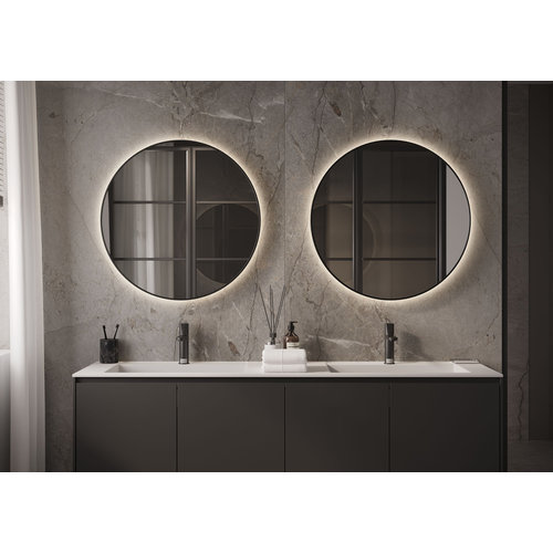 Martens Design Martens Design spiegel rond met verlichting en verwarming Toronto Mat Zwart frame