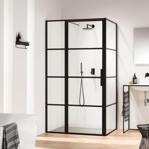 Sealskin Sealskin Soho zijwand voor combinatie met een draai- en schuifdeur 90x210cm met zwart profiel en helder glas