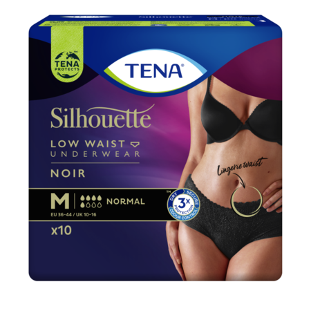 TENA Silhouette Normal Niedrige Taille Schwarz M / L - 6 Packungen