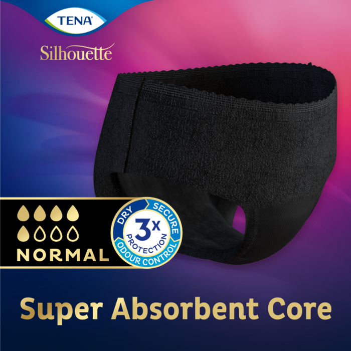 TENA Silhouette Normal Niedrige Taille Schwarz M / L - 6 Packungen