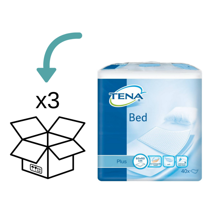 TENA Bed Plus 60 x 60 cm 40 Stück - 3 Packungen
