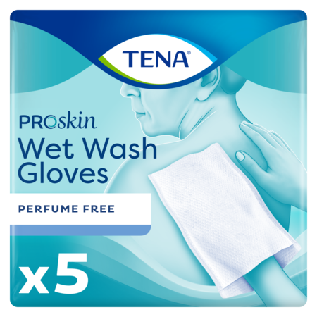 TENA Nasswaschhandschuh - parfümfrei 5 / 8 Stück