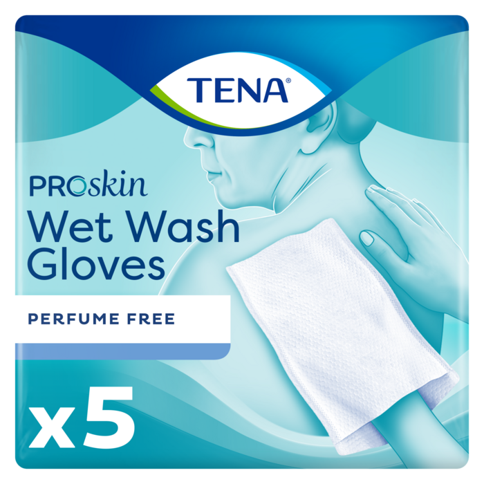 TENA Nasswaschhandschuh - parfümfrei 5 / 8 Stück