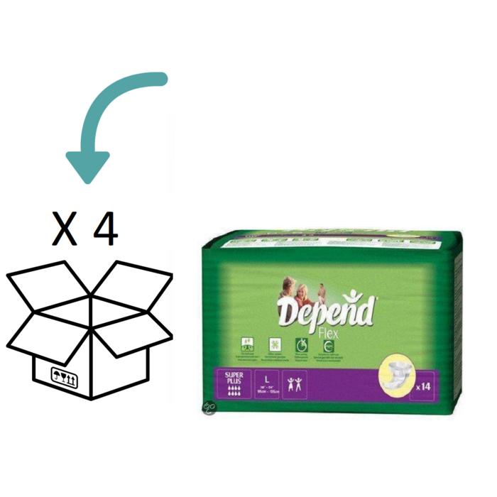 Depend Flex Super Plus | 4 Packungen | 56 Binden