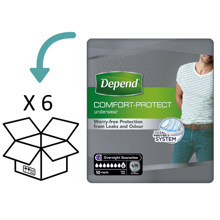 Depend Pants für Männer Super S/M - 6er Pack