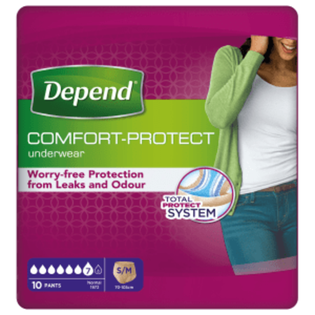 Depend Pants für Frauen Normal S/ M | 6 Packungen | 60 Stück