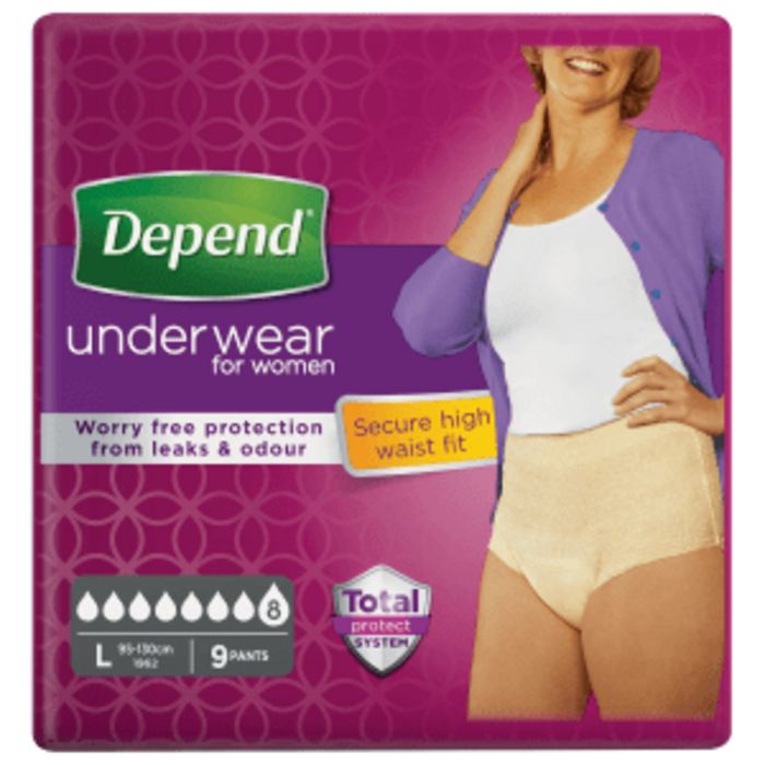 Depend Pants für Frauen Super Large| 6 Packungen | 54 Stück