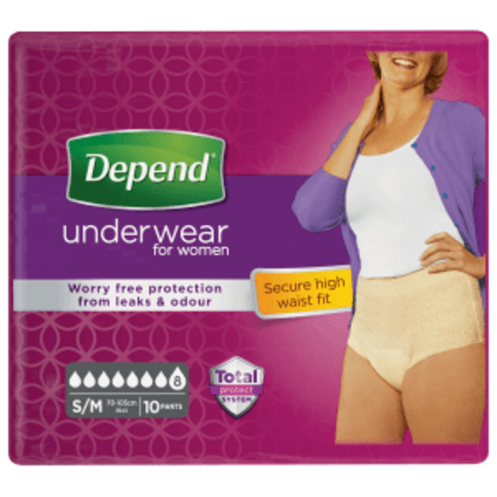 Depend Pants für Frauen Super S/ M | 6 Packungen | 60 Stück