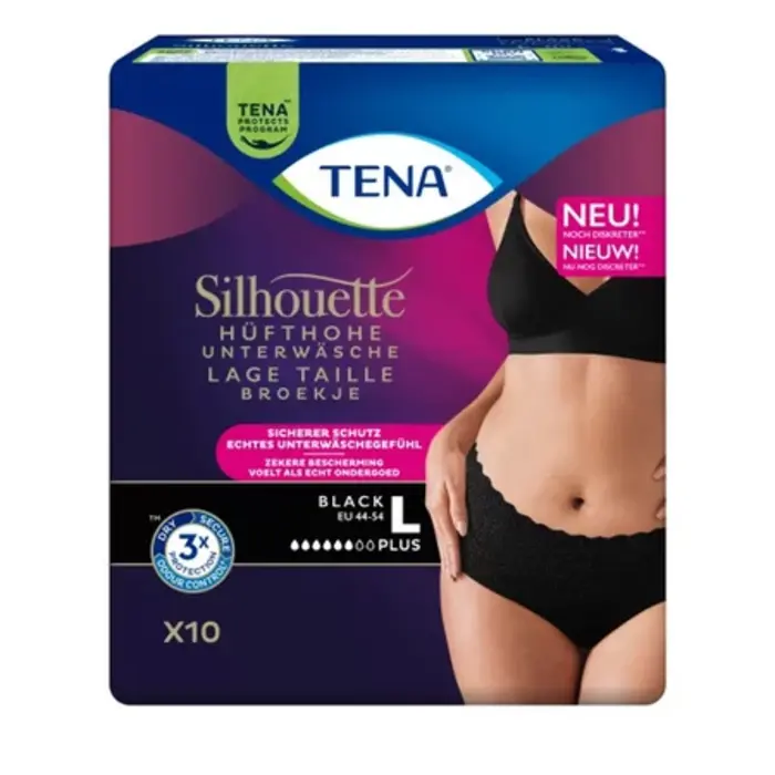 TENA Silhouette Normal Niedrige Taille Schwarz M / L - 6 Packungen