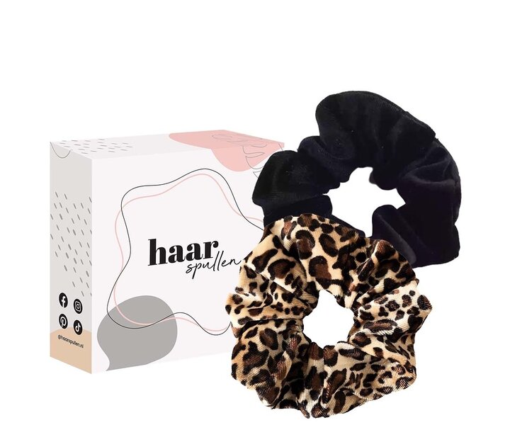 Black Panther Scrunchie Duo Set - Panterprint & Zwart
