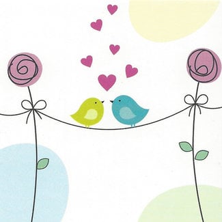 Wenskaart 'Lovebirds' (7x7cm)