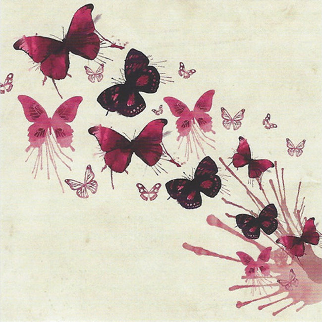 Wenskaart 'Vlinders' - 7x7cm (1 stuk)