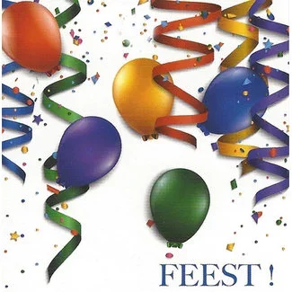 Wenskaart 'Feest!' (7x7cm)