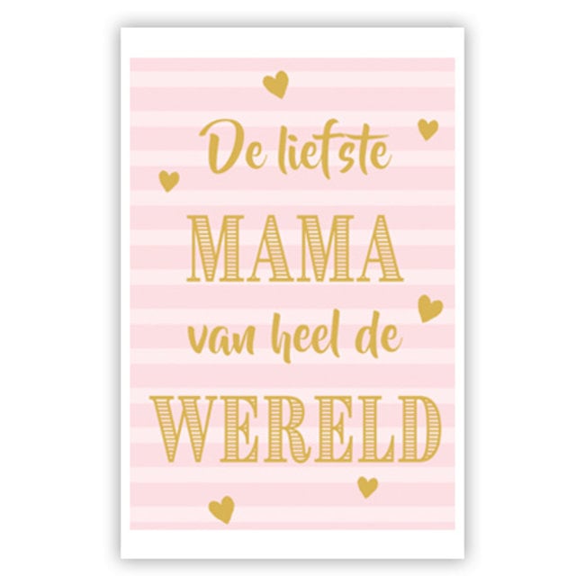 Wenskaart 'De liefste Mama' (11x17cm) voor Moederdag