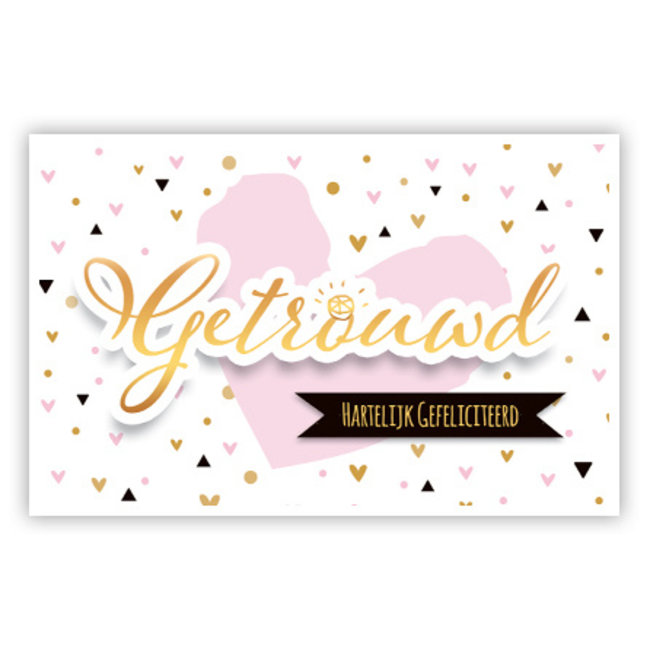 Grußkarte 'Getrouwd - Hartelijk gefeliciteerd' - Elegante Hochzeitskarte