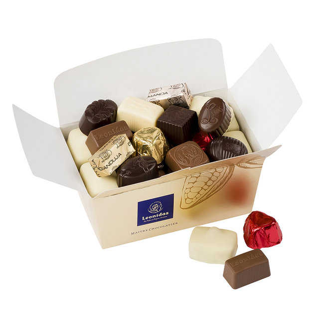 Leonidas Pralines 500g in ballotin met beschrijfbaar inpakpapier