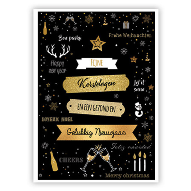 Wenskaart 'Fijne Kerstdagen & Gelukkig Nieuwjaar' (11,5x16,5cm)