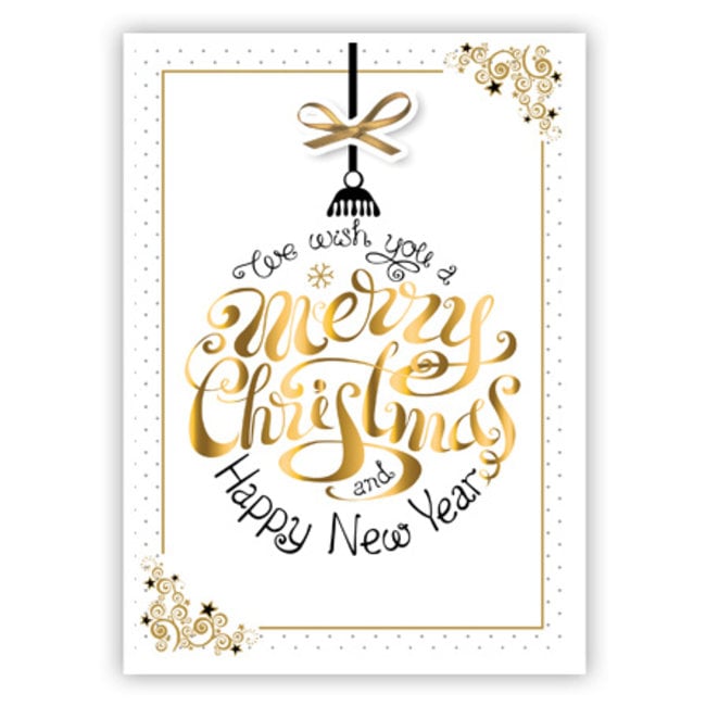 Carte de voeux Merry Christmas & Happy New Year (11x17cm)
