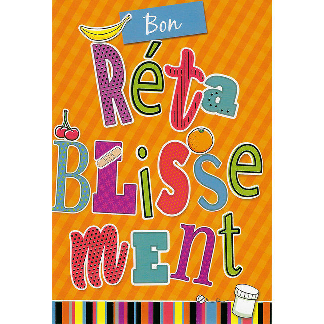 Wenskaart 'Bon Rétablissement' 11x17cm - Stijlvolle kaart voor beterschapswensen (1 stuks)