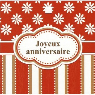 Wenskaart 'Joyeux Anniversaire' (7x7cm)