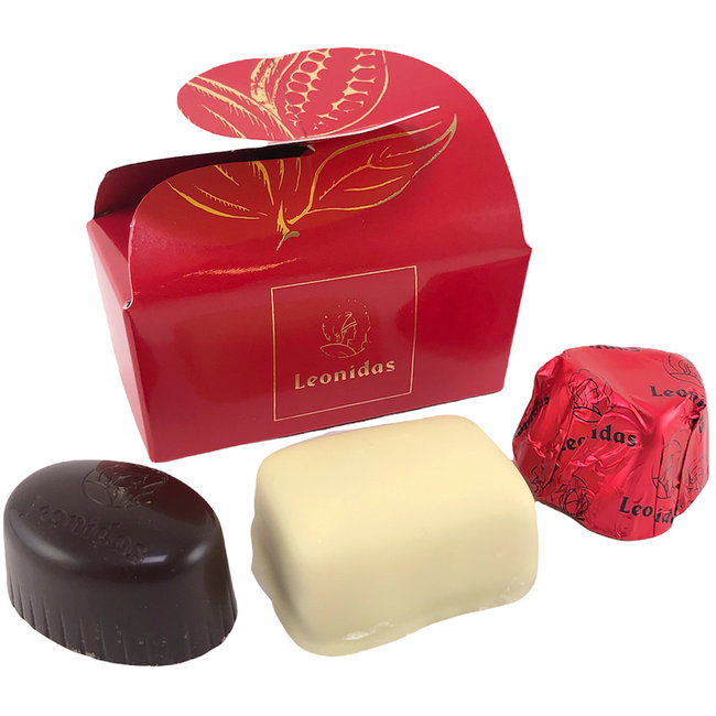 Leonidas Vlinderdoosje met 3 bonbons in rood