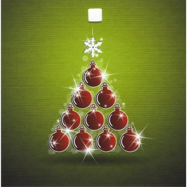Wenskaart Kerstbalboom 7x7cm