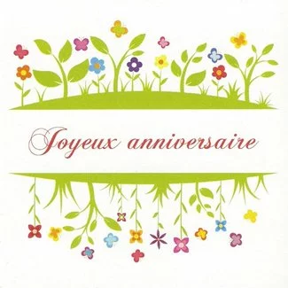 Wenskaart 'Joyeux Anniversaire' (7x7cm)