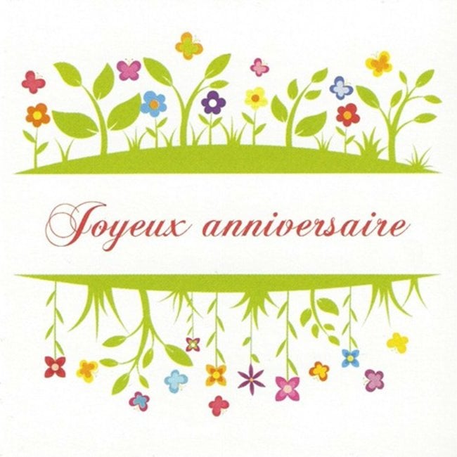Wenskaart Joyeux Anniversaire (7x7cm)