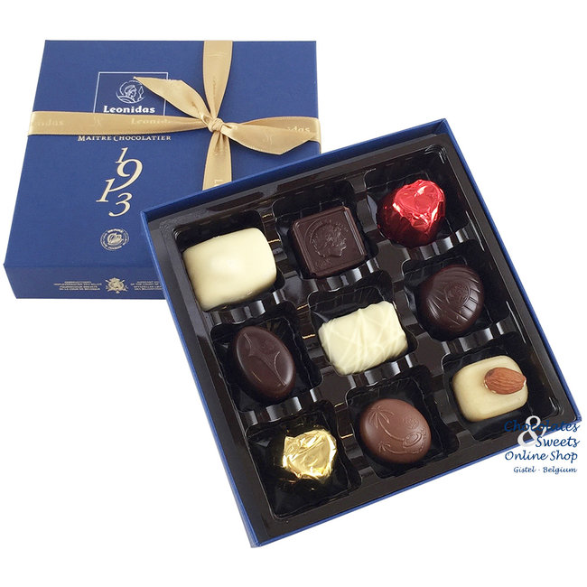 Leonidas Blaue Geschenkbox mit 9 Pralinen - Hochwertige Schokolade