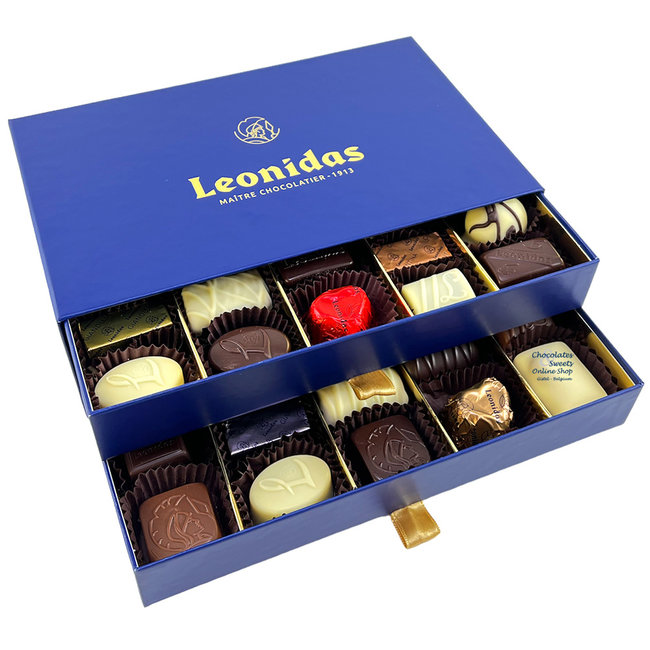 Leonidas Luxe blauwe ladedoos met 40 stuks