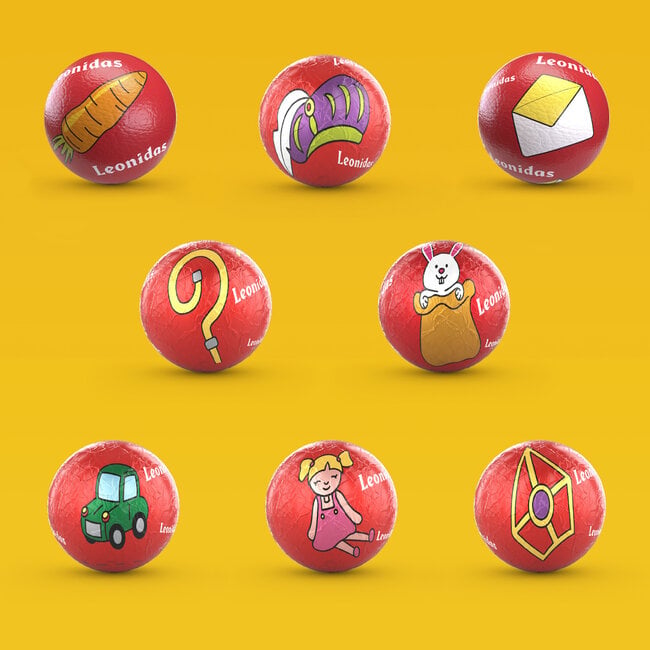 Leonidas Pen bag with 32 Saint-Nicholas balls + Funny stickers