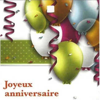Wenskaart 'Joyeux Anniversaire' (7x7cm)
