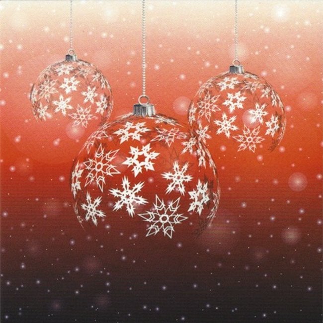 Wenskaart 'Kerstballen' 7x7cm voor Kerst en Eindejaar