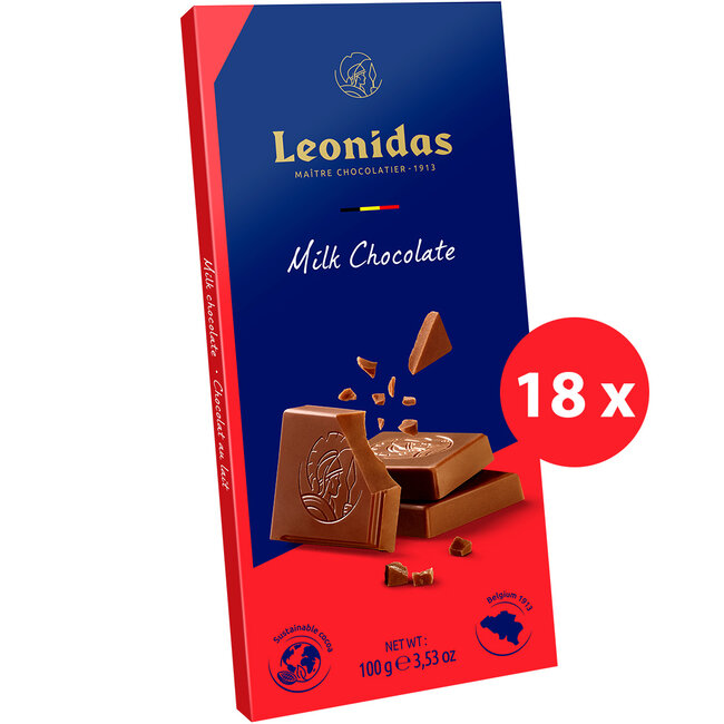 Leonidas Tablettes chocolat au lait 30% 100g (18 pièces)