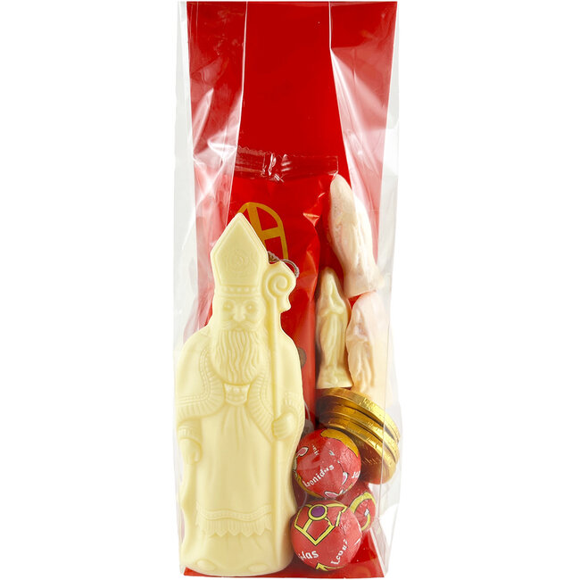 Leonidas St. Nicholas Gift Bag (S) with a white chocolate St. Nicholas figure and treats
