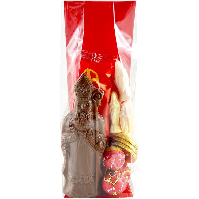 Leonidas St. Nicholas Gift Bag (S) with a milk chocolate St. Nicholas figure and treats