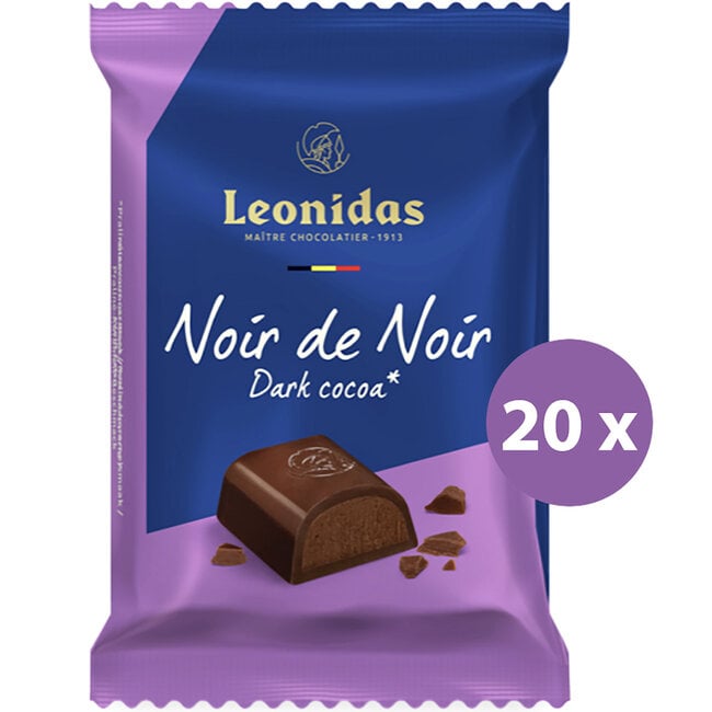 Leonidas Noir de Noir Dark Chocolate Ganache Tablets Value Pack (20 x 75g)