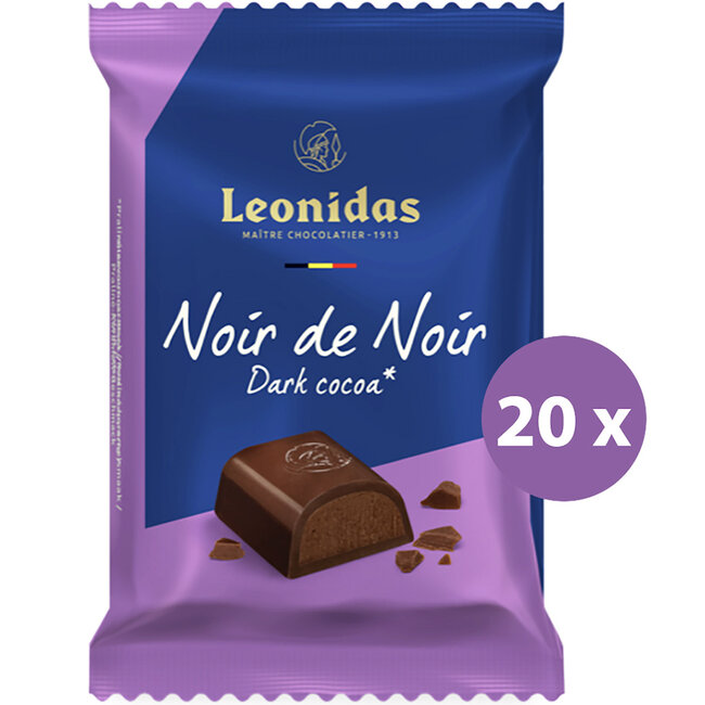 Leonidas Noir de Noir Schokoladentafel 75g Vorteilspack (20 Stück)