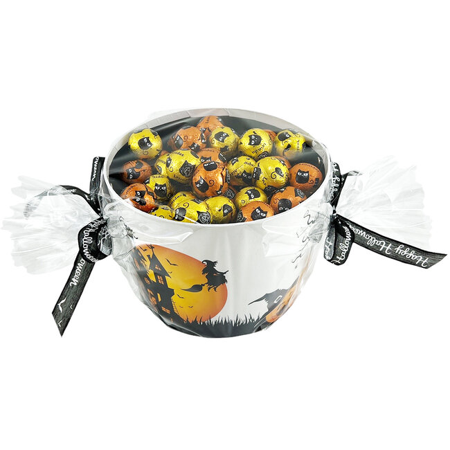 Leonidas Pot en carton avec 1,3 kg de billes en chocolat pour Halloween